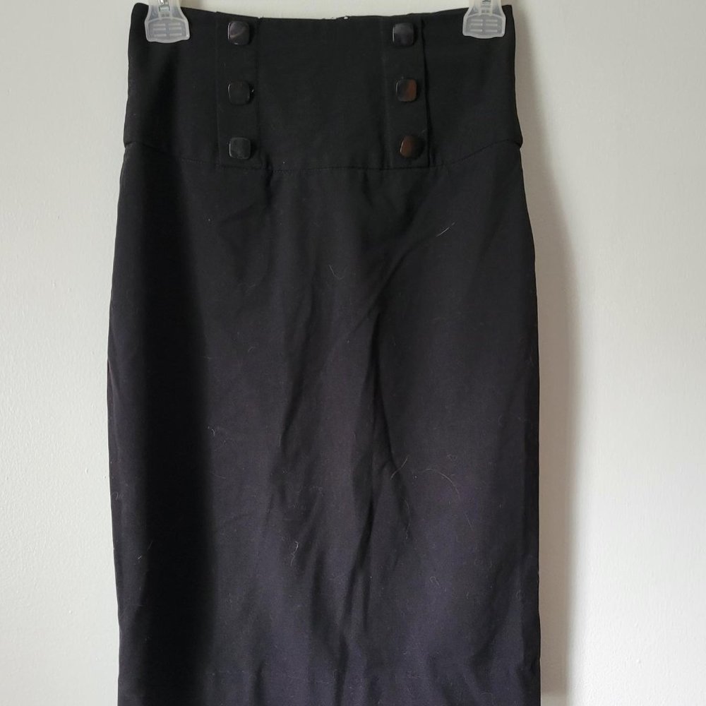 BCX Black Pencil Skirt Women's Size 3 Back Zipper Knee Length Stretch